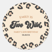 ヒョウ+チーター 印刷 2 歳の誕生日パーティー Wild ラウンドシール (正面)