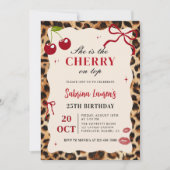 ヒョウ+チーター+誕生日+チェリー 招待状 (正面)