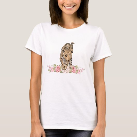 ヒョウ、ヒョウバラ、ヒョウ花Tシャツ Tシャツ (正面)