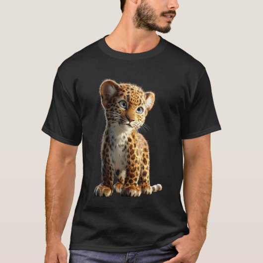 ヒョウ ヒョウ柄 ネコ科の動物 大きな猫 かわいいヒョウ Tシャツ (正面)