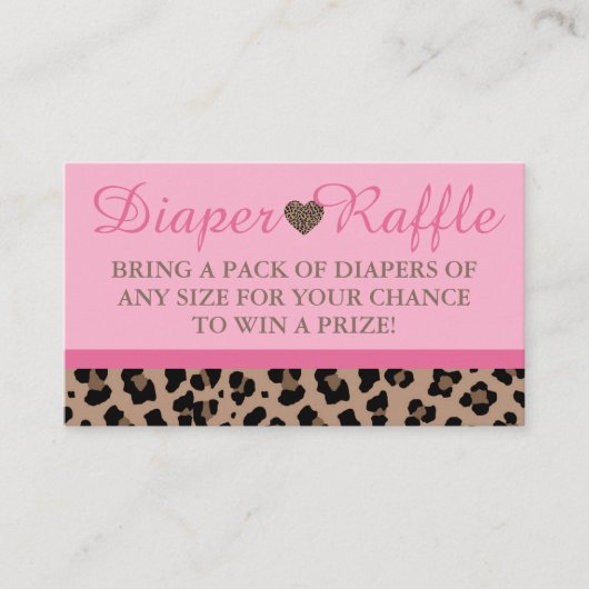 ヒョウ&ピンクベビーおむつラッフルインサートカード エンクロージャーカード (正面)