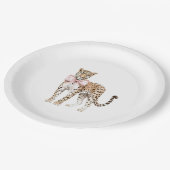 ヒョウ・ピンクボウ誕生日 ペーパープレート (アングル)