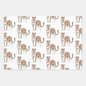 ヒョウ・ピンクボウ誕生日 ラッピングペーパーシート (正面)