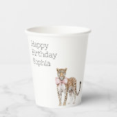 ヒョウ・ピンクボウ誕生日 紙コップ (正面)