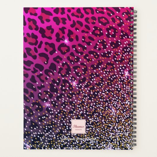 ヒョウ・ピンク紫の黒スパークルグラムガーリー2023 プランナー手帳 (裏面)