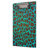 ヒョウ・ブラウンとティール（緑がかった色）プリント クリップボード (左)