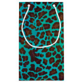 ヒョウ・ブラウンとティール（緑がかった色）プリント スモールペーパーバッグ (裏面)