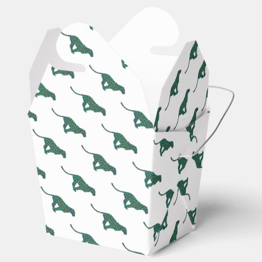 ヒョウ・ブラウンとティール(緑がかった色)プリント フェイバーボックス (オープン)