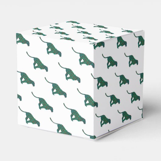 ヒョウ・ブラウンとティール(緑がかった色)プリント フェイバーボックス (裏面サイド)