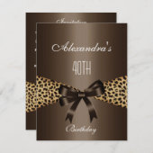 ヒョウ・ブラウン・アニマル40歳招待状 招待状 (正面/裏面)