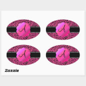 ヒョウ・モノグラム 楕円形シール (シート)