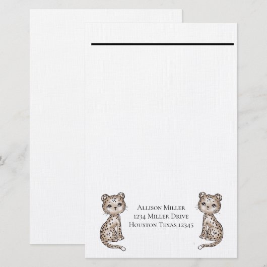 ヒョウ 便箋 (正面/裏面)