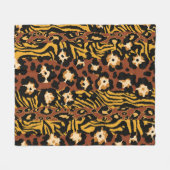 ヒョウ、虎の皮、野生のパターン。 フリースブランケット (正面(横))