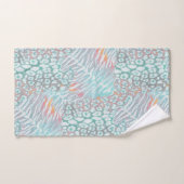 ヒョウ,虎,皮膚,斑点,ストライプのターコイズ, バスタオルセット (ハンドタオル)