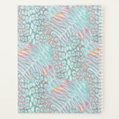 ヒョウ，虎，皮膚，斑点，ストライプのターコイズ, プランナー手帳 (裏面)