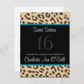 ヒョウ；誕生日の招待 インビテーションポストカード (正面/裏面)