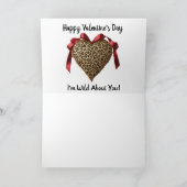 ヒョウ 赤いリボン バレンタインデー ハート カード (内部)