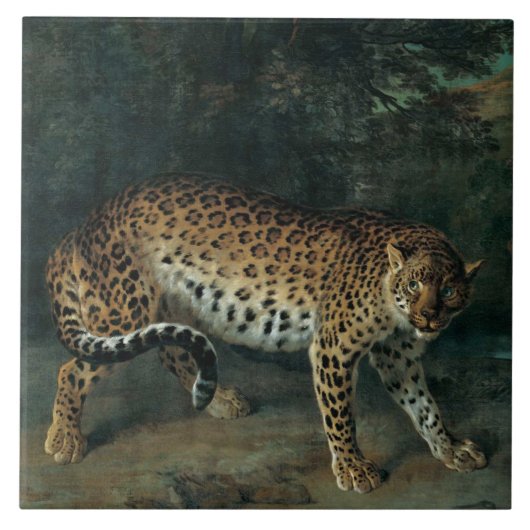 ヒョウ(雌)(ジャン=バティスト・ウードリー画) タイル (正面)