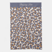 ヒョウ – 青と茶色 –  キッチンタオル (縦)