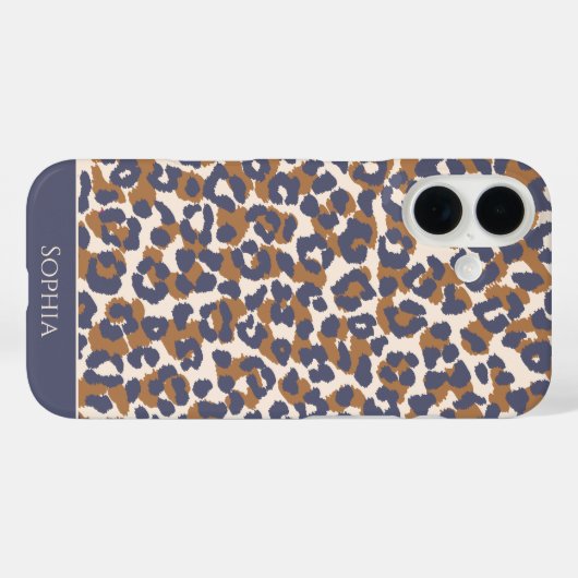 ヒョウ – 青と茶色 –  Case-Mate iPhoneケース (裏面 (横))