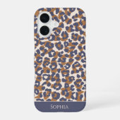 ヒョウ – 青と茶色 – iPhone 16ケース (裏面)