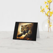 ヒョウ(11)野良猫 カード (黄色い花)