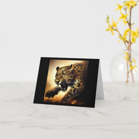 ヒョウ(11)野良猫 カード (黄色い花)