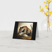 ヒョウ(12)野生猫 カード (黄色い花)