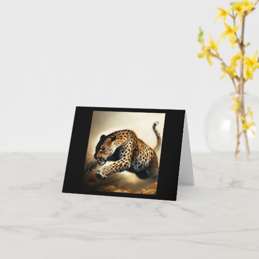 ヒョウ(12)野生猫 カード (黄色い花)