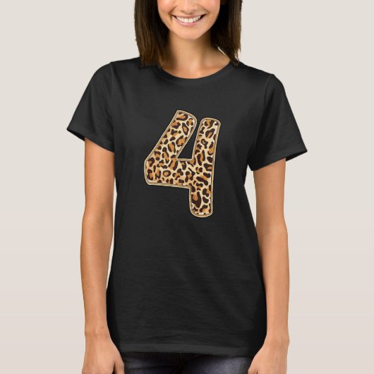 ヒョウ 4歳の誕生日パーティー 四歳 Tシャツ (正面)