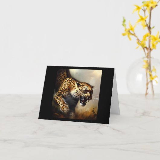 ヒョウ(8)野猫 カード (黄色い花)
