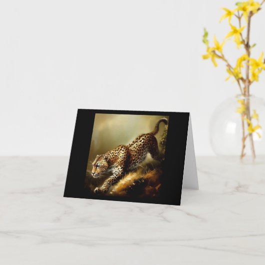 ヒョウ(9)野猫 カード (黄色い花)