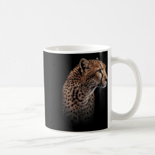 ヒョウcheetahタイガーヒョウ顔ライオン猫 コーヒーマグカップ (右)