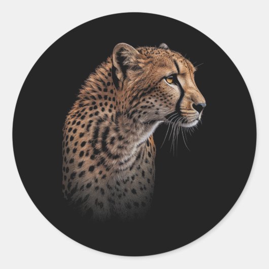 ヒョウcheetahタイガーヒョウ顔ライオン猫 ラウンドシール (正面)