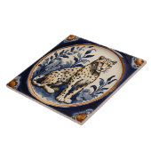 ヒョウcheetahネイビーブルーアンティークヴィンテージ タイル (側面)