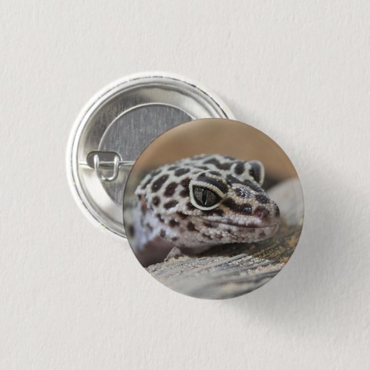 ヒョウGeckoアイズマウス顔クローズアップ 缶バッジ (正面&裏面)