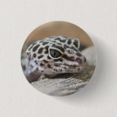 ヒョウGeckoアイズマウス顔クローズアップ 缶バッジ (正面)