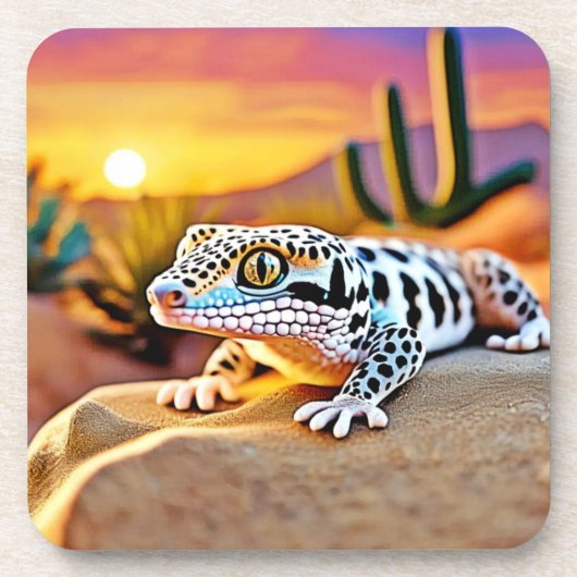 ヒョウGECKOデザートデザイン コースター (正面)