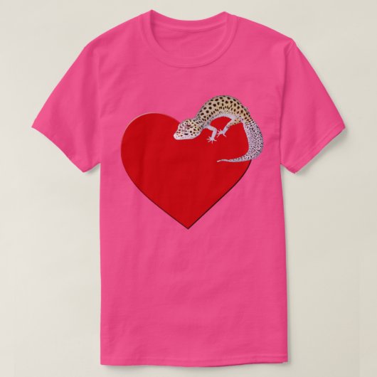 ヒョウGECKO恋人ヒョウGECKO愛かわいいGECKO Tシャツ (デザイン正面)