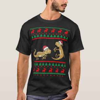 ヒョウGecko醜いクリスマスセーターリザおもしろいード Tシャツ