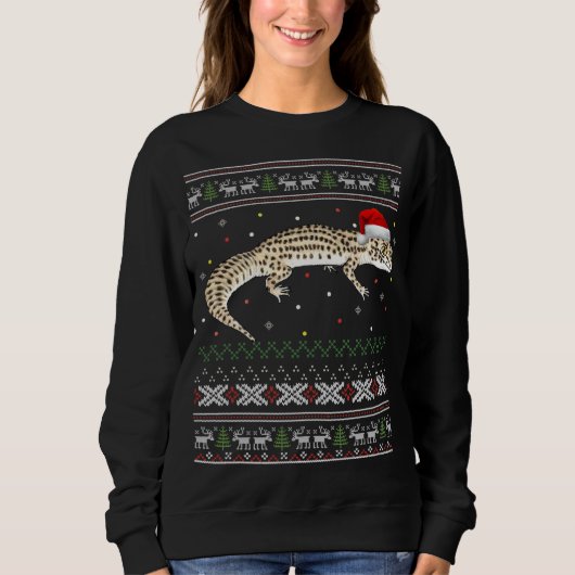 ヒョウGecko醜いクリスマスセーター スウェットシャツ (正面)