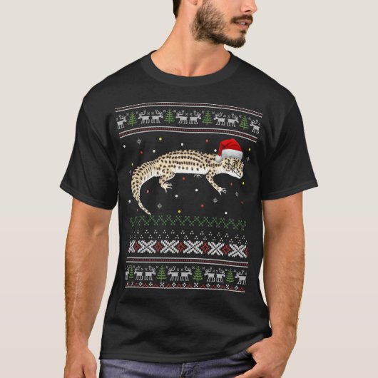 ヒョウGecko醜いクリスマスセーター Tシャツ (正面)