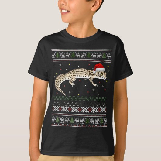 ヒョウGecko醜いクリスマスセーター Tシャツ (正面)