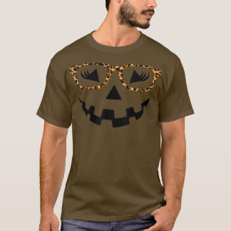 ヒョウJackOLantern顔グラスパンプキンまつげ Tシャツ
