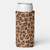 ヒョウJAGUARキャットブラウンファーパターン–24609 スリム缶クーラー (Seltzer正面)