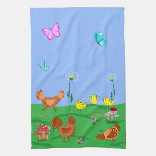 ヒヨコと親鳥 キッチンタオル (縦)