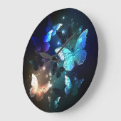 ヒラヒラするナイトバタフライ ラージ壁時計 (傾斜)