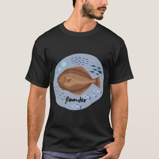 ヒラメのイラスト Tシャツ (正面)