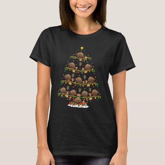 ヒラメ クリスマス サンタ イルミネーション Tシャツ (正面)