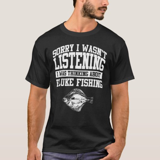 ヒラメ 釣り アパレル かわいい 漁師 デザイン Tシャツ (正面)